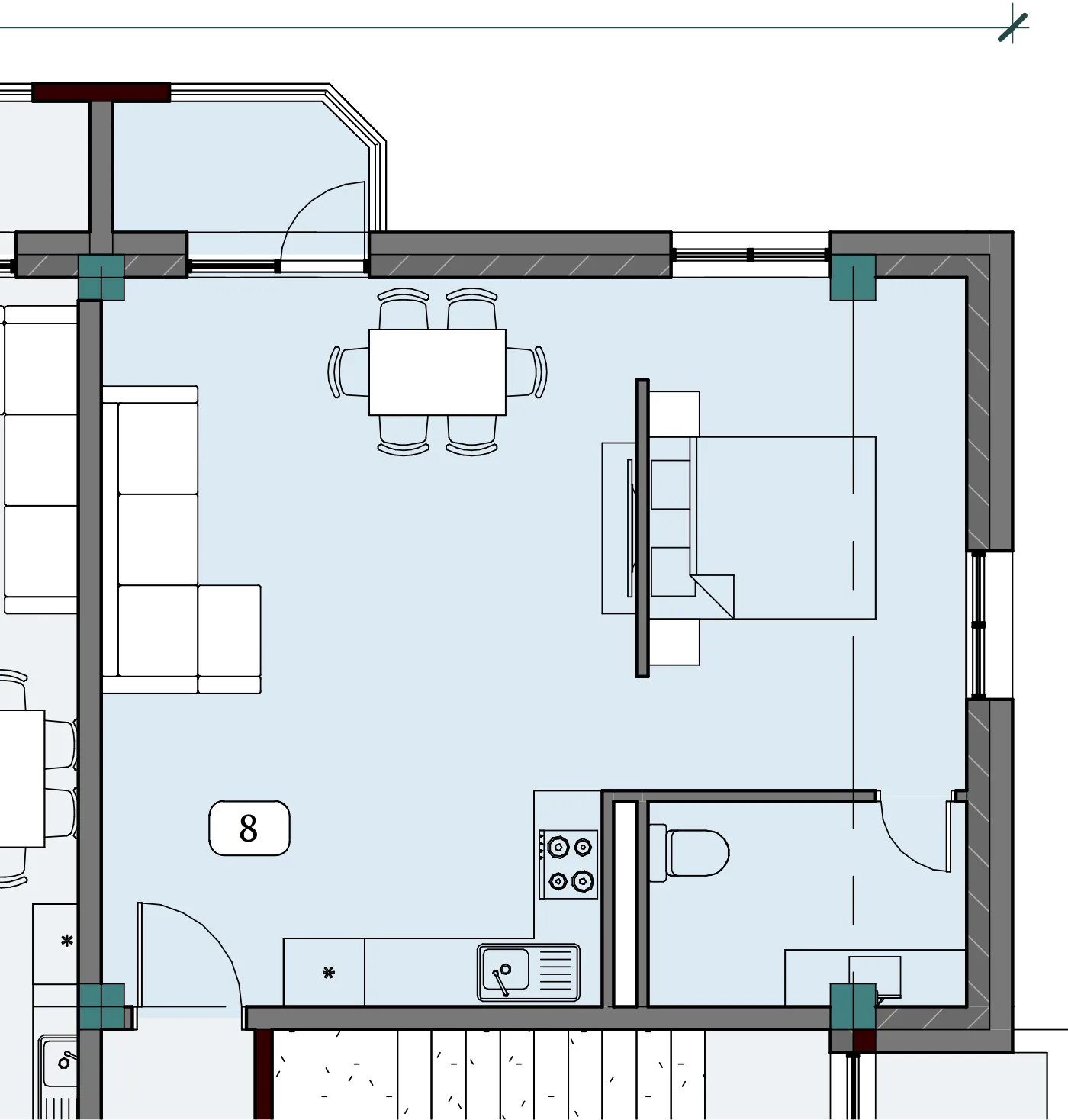 Floor plan of apartment NT-B02-F05-U08