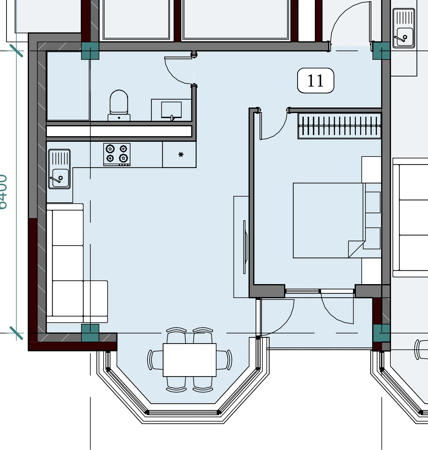 Floor plan of apartment NT-B08-F02-U01
