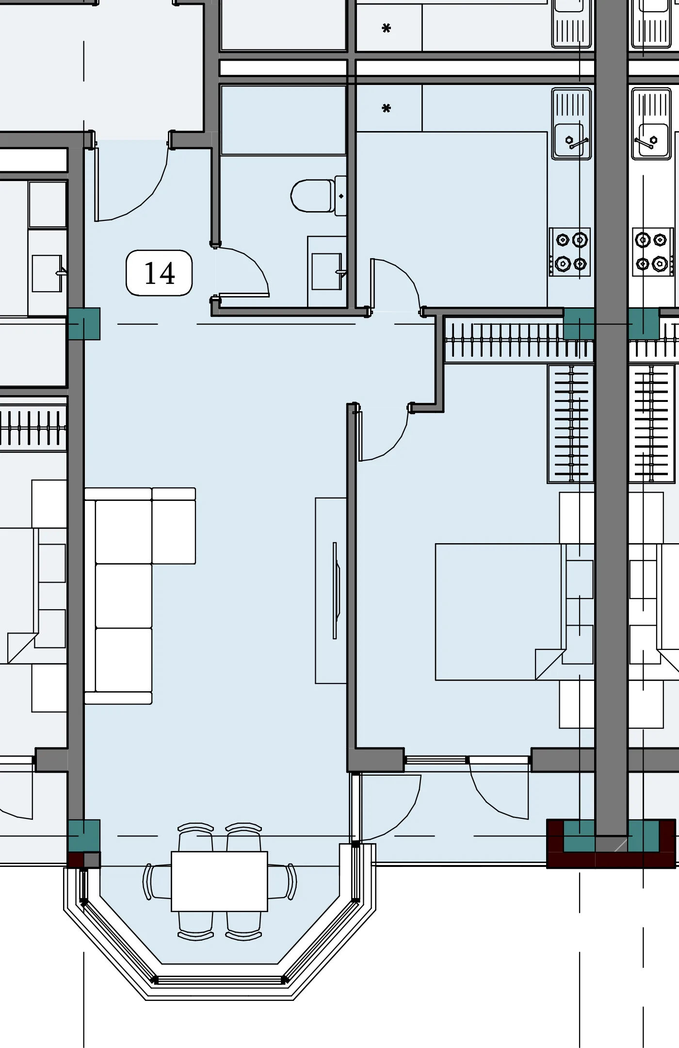 Floor plan of apartment NT-B08-F02-U04