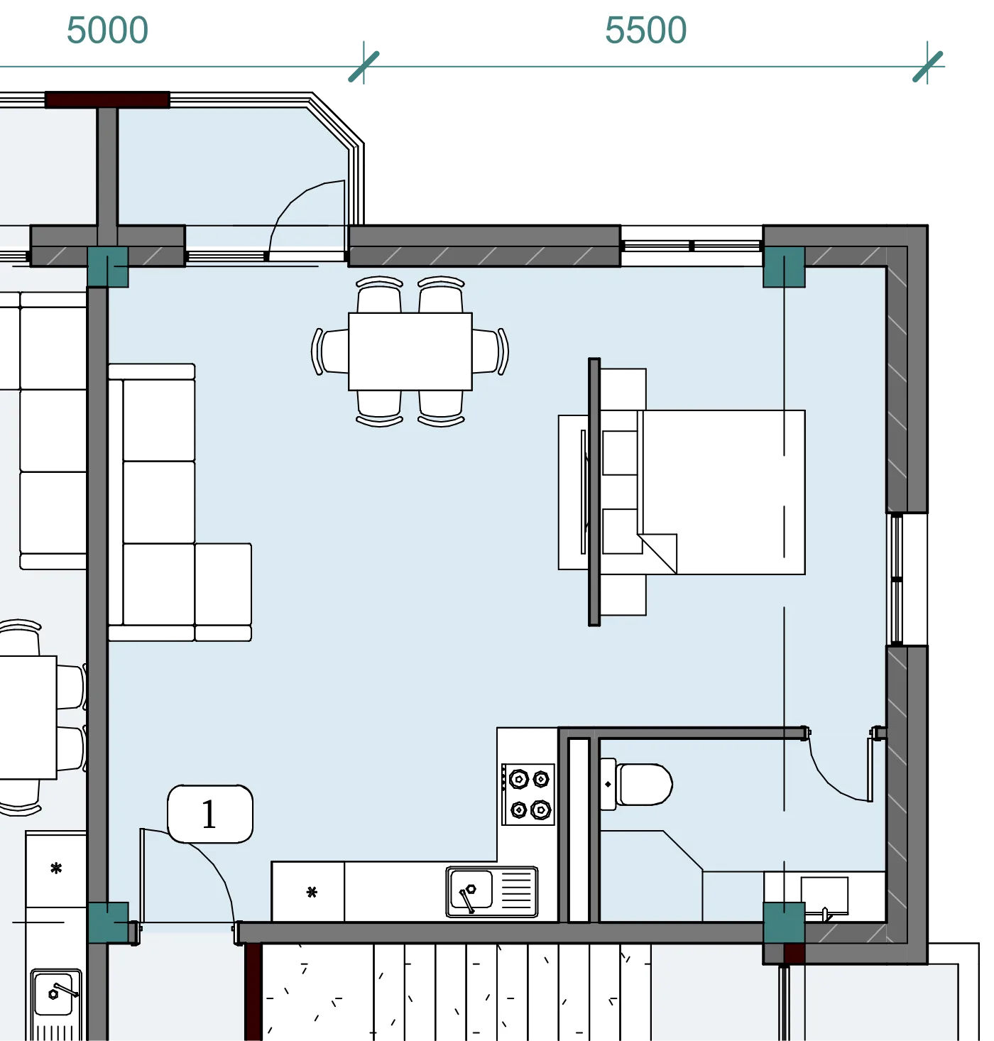 Floor plan of apartment NT-B03-F02-U01