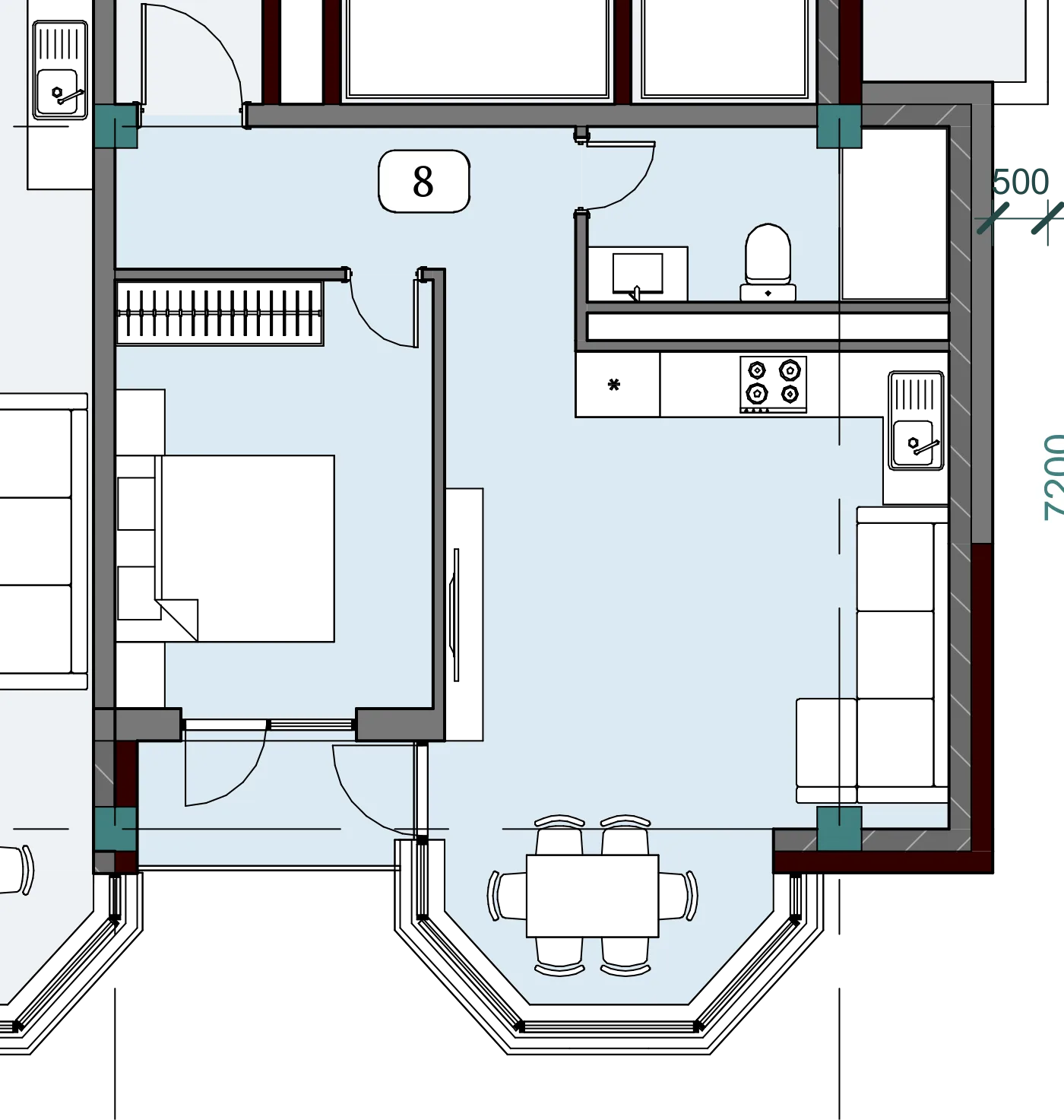 Floor plan of apartment NT-B03-F02-U08