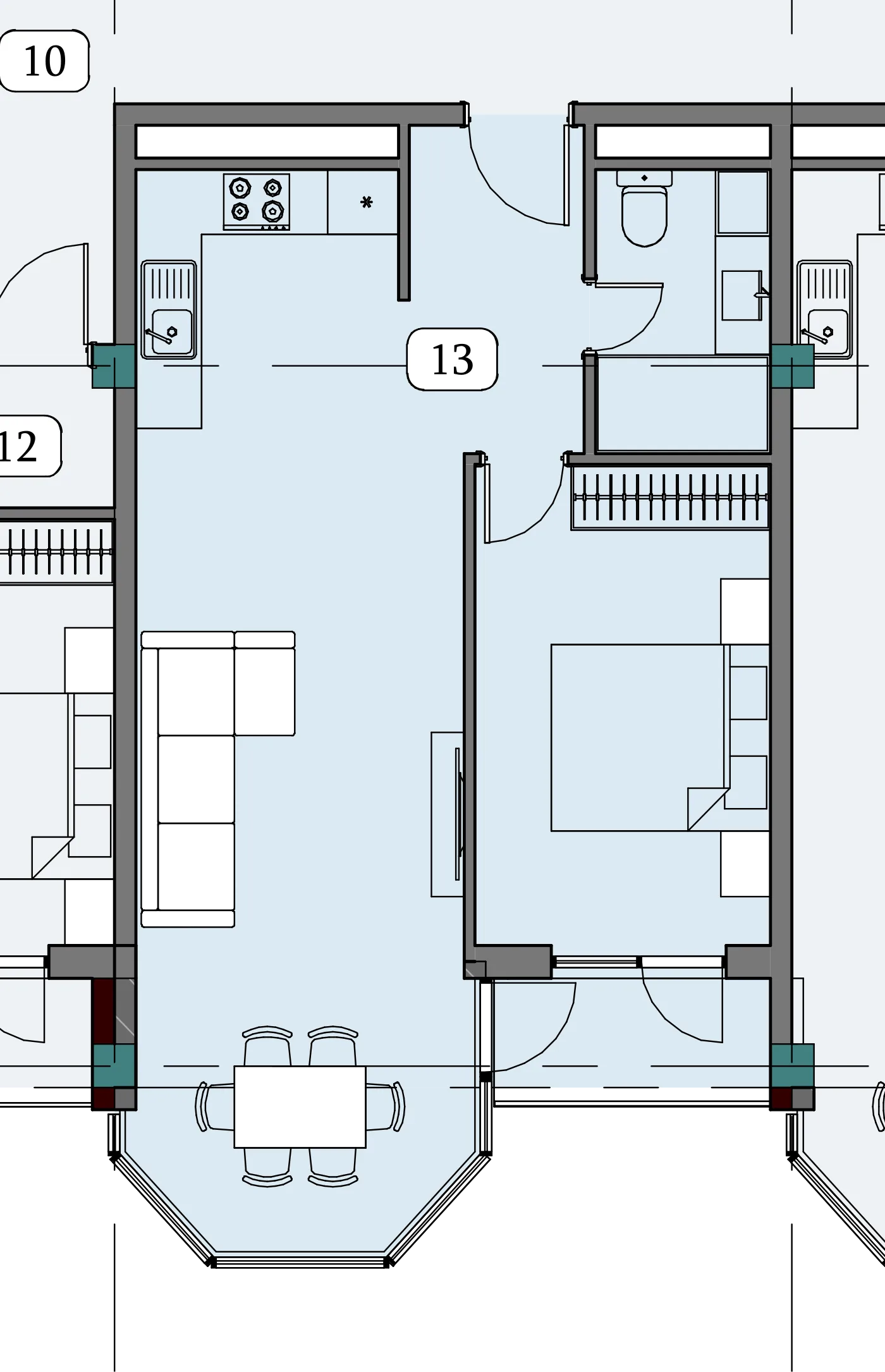 Floor plan of apartment NT-B06-F06-U02
