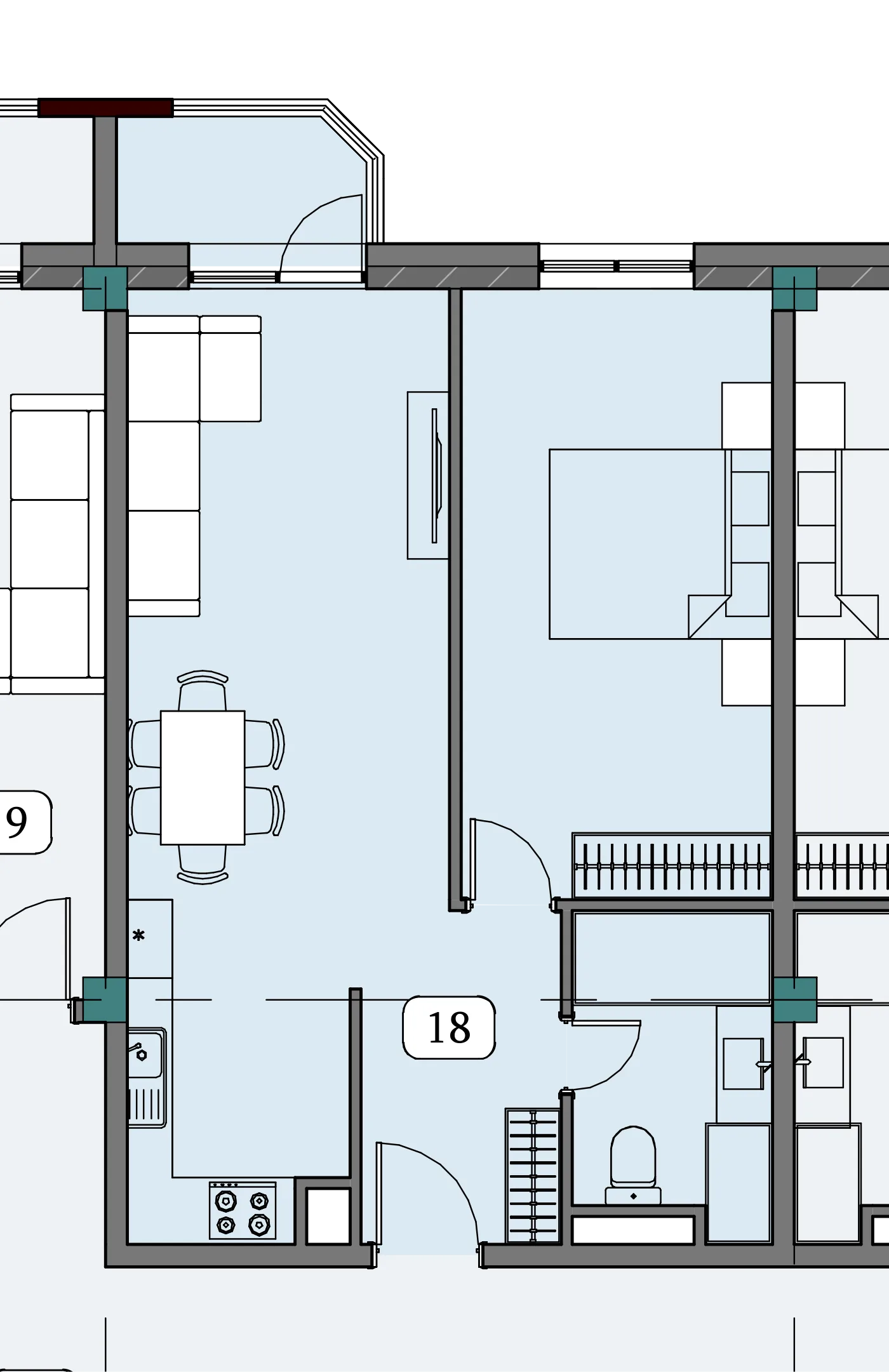 Floor plan of apartment NT-B06-F06-U07