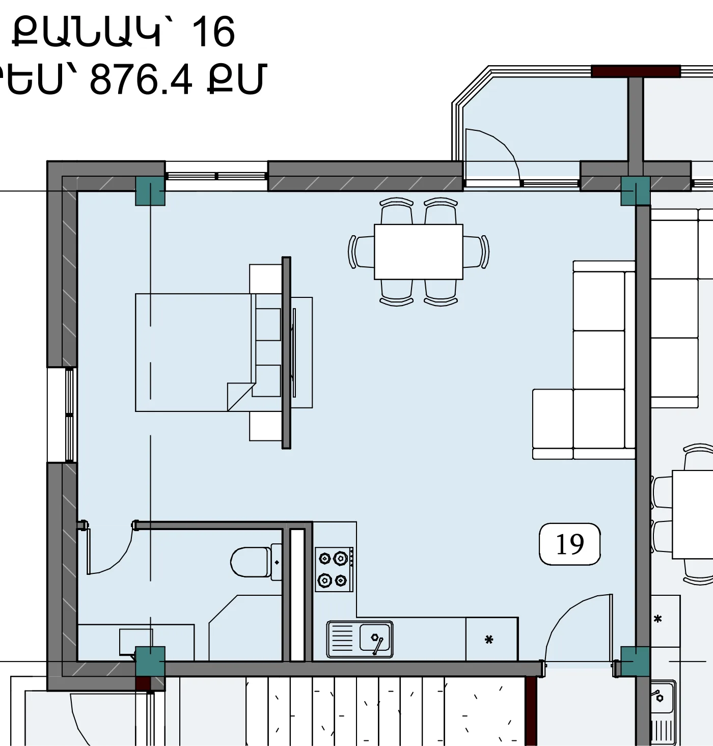 Floor plan of apartment NT-B06-F06-U08