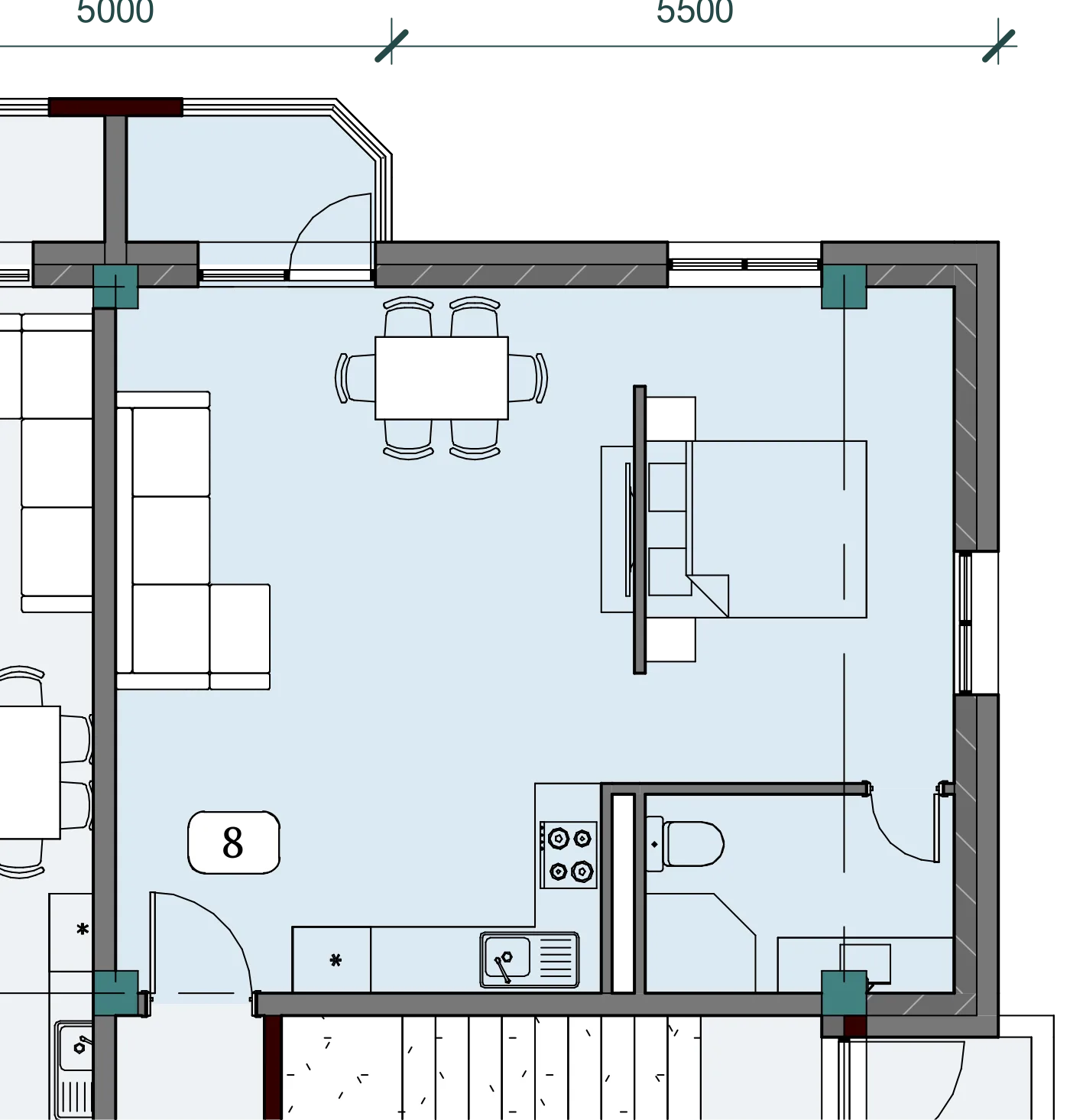 Floor plan of apartment NT-B09-F06-U08