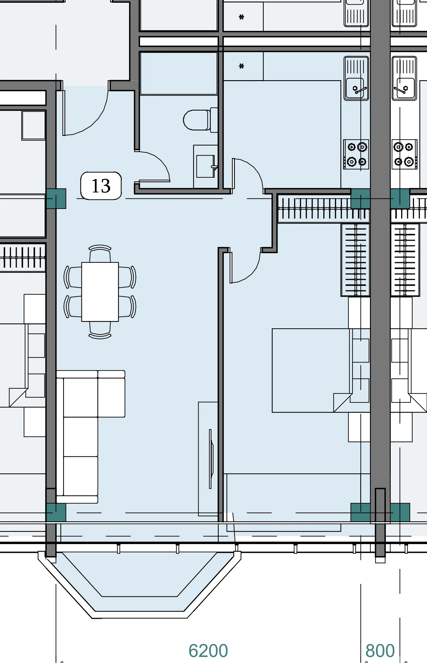 Floor plan of apartment NT-B06-F08-U04