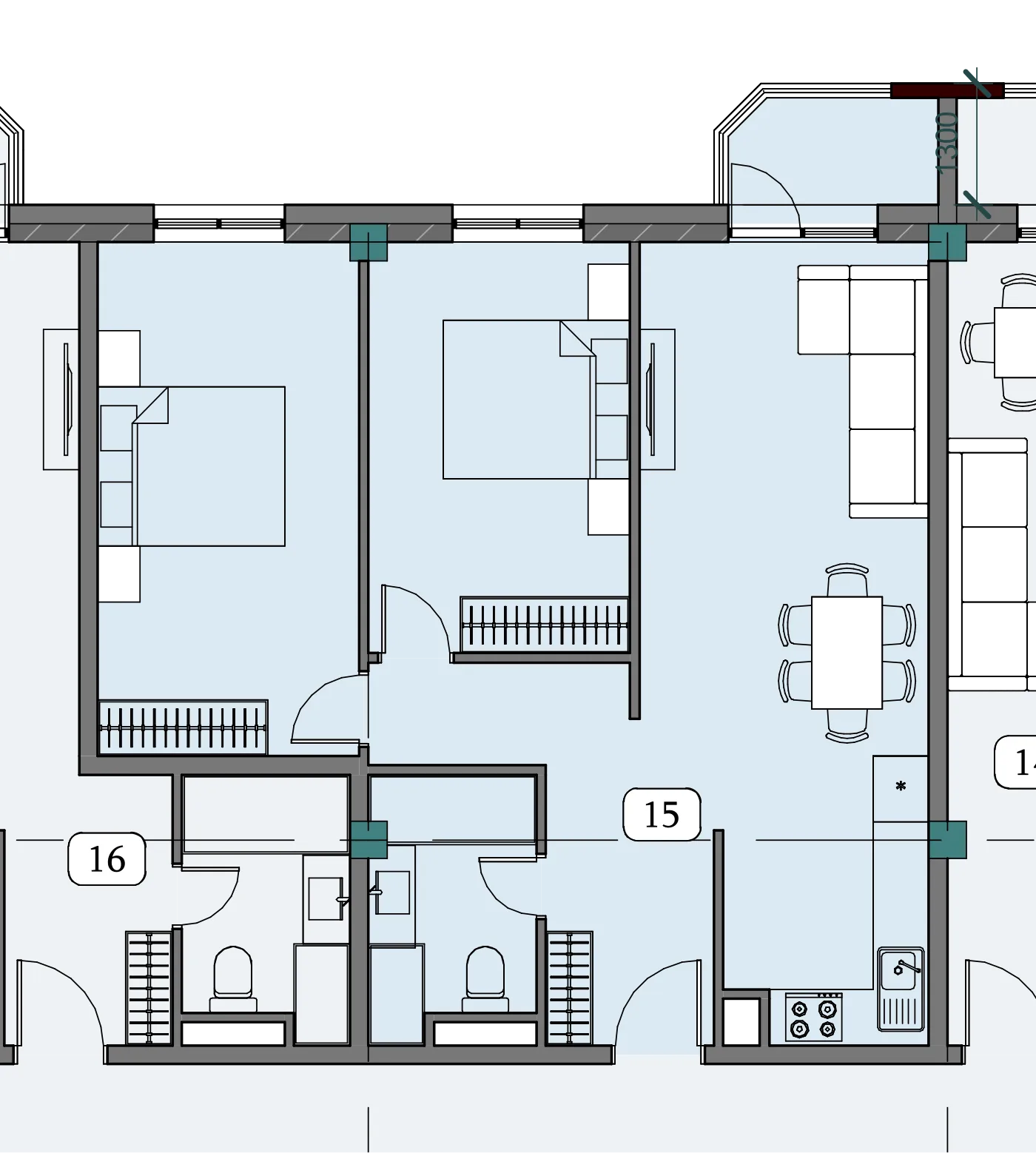 Floor plan of apartment NT-B06-F08-U06